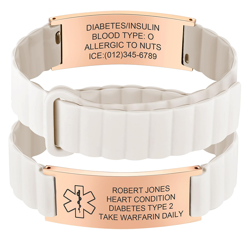 Silicone Band Women - Individuelles Medizinisches ID-Armband für Männer und