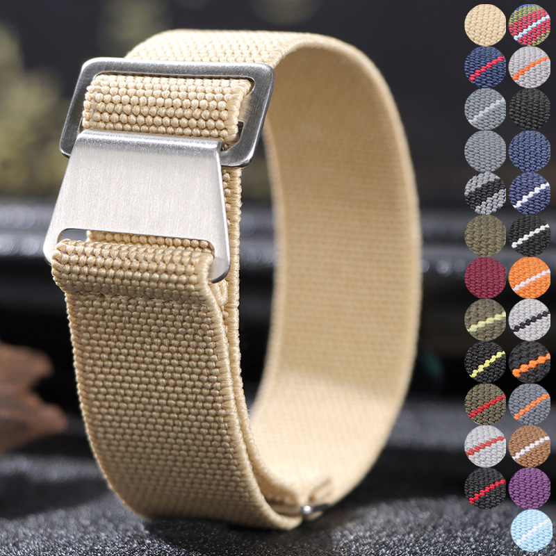 Parachute Strap Elastic - 18/20/22mm Elastisches Nylon-Uhrenarmband Mehrfarbiges Gewebtes Stoffband