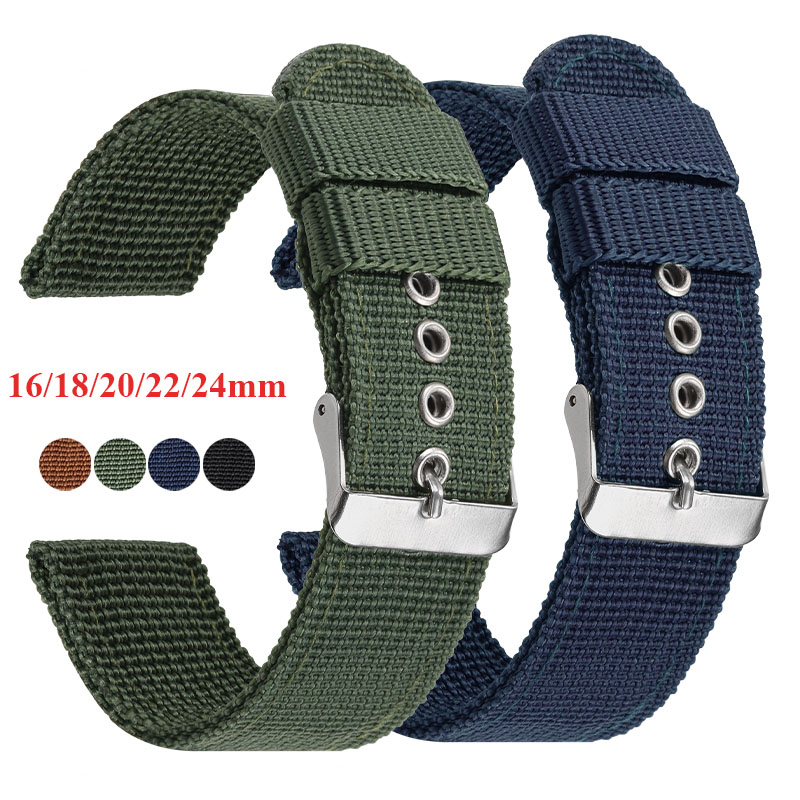 Nato Strap Nylon - Nylon-Uhrenarmband, braun, grün, schwarz, Militär-Casual-Armband, Armee-Sport-Armband,