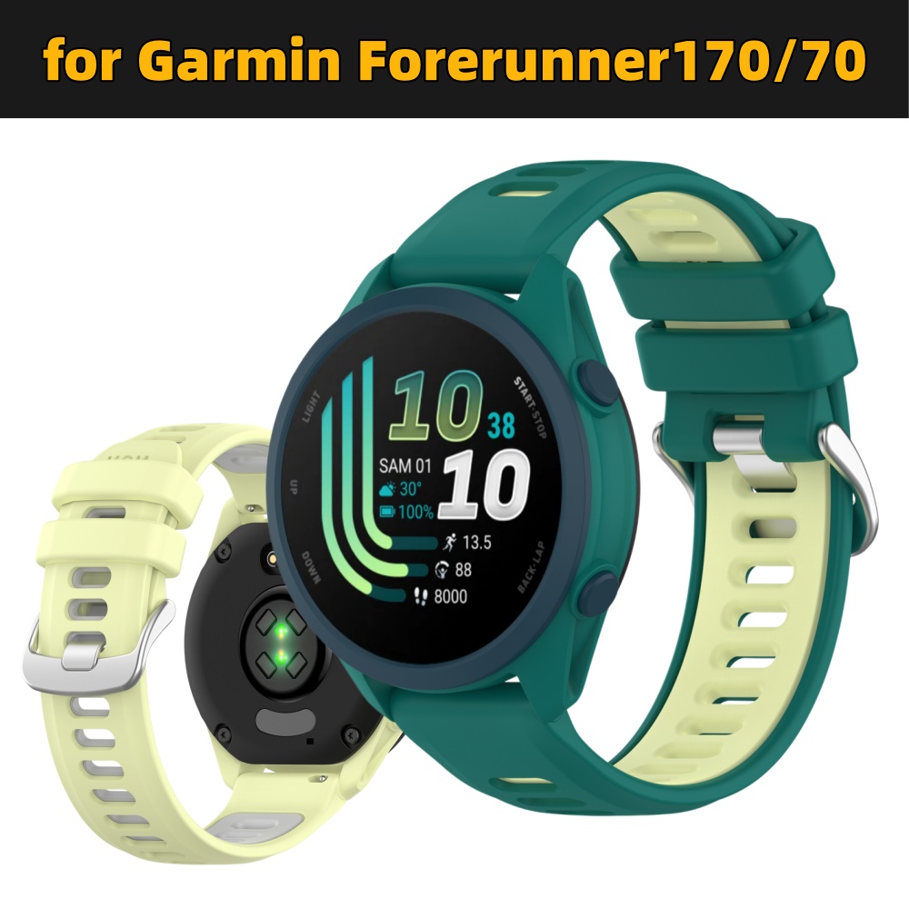 Silicone Watch Band 22Mm - Zweifarbiges Silikon-Sportarmband für Garmin Forerunner 70/170,