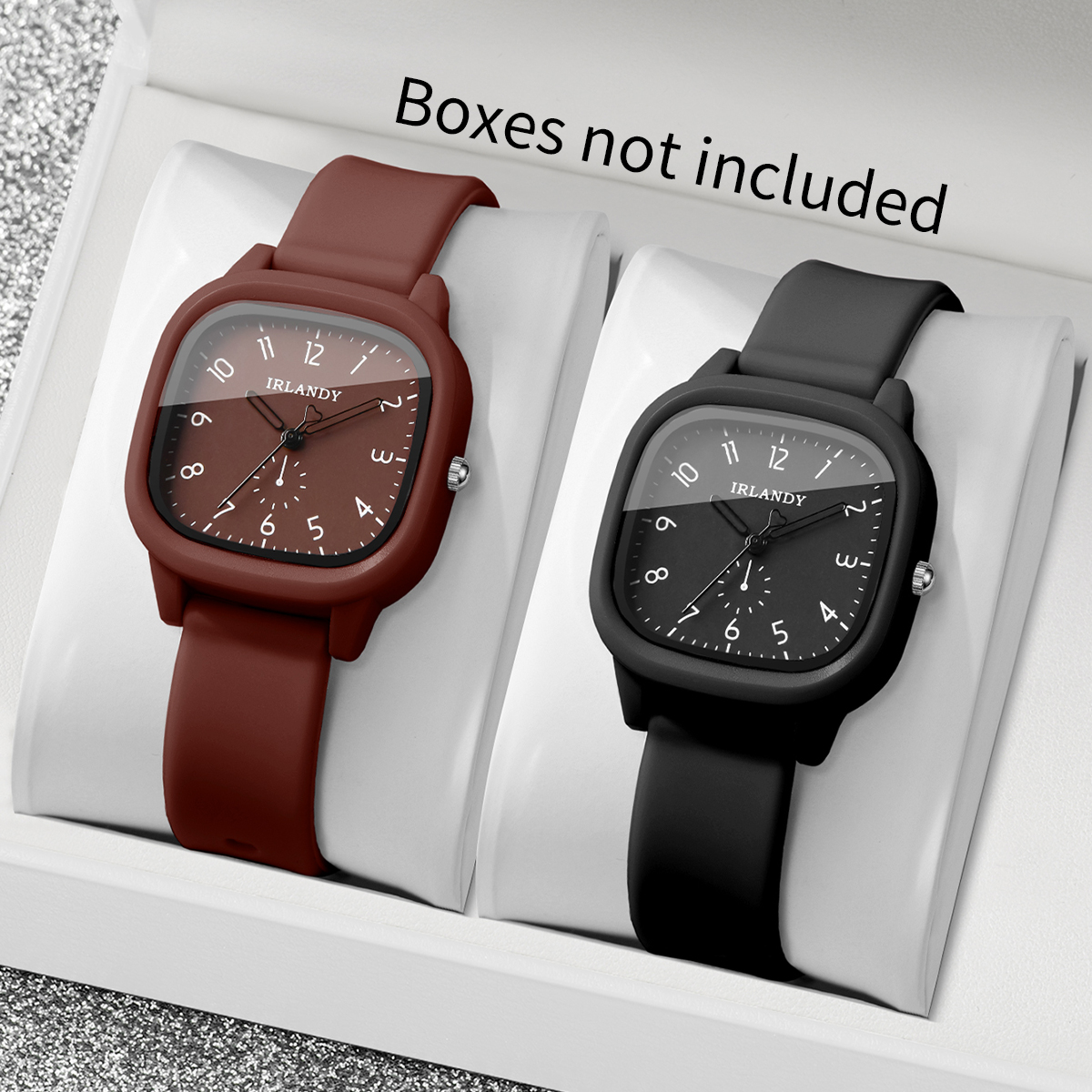 Silicone Band Women - 2 Stück/Set Modische Quadratische Arabische Zifferblatt