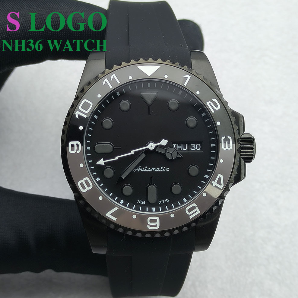 Stainless Bracelet Diver - 40MM NH36 Uhr Schwarz Herren Edelstahl