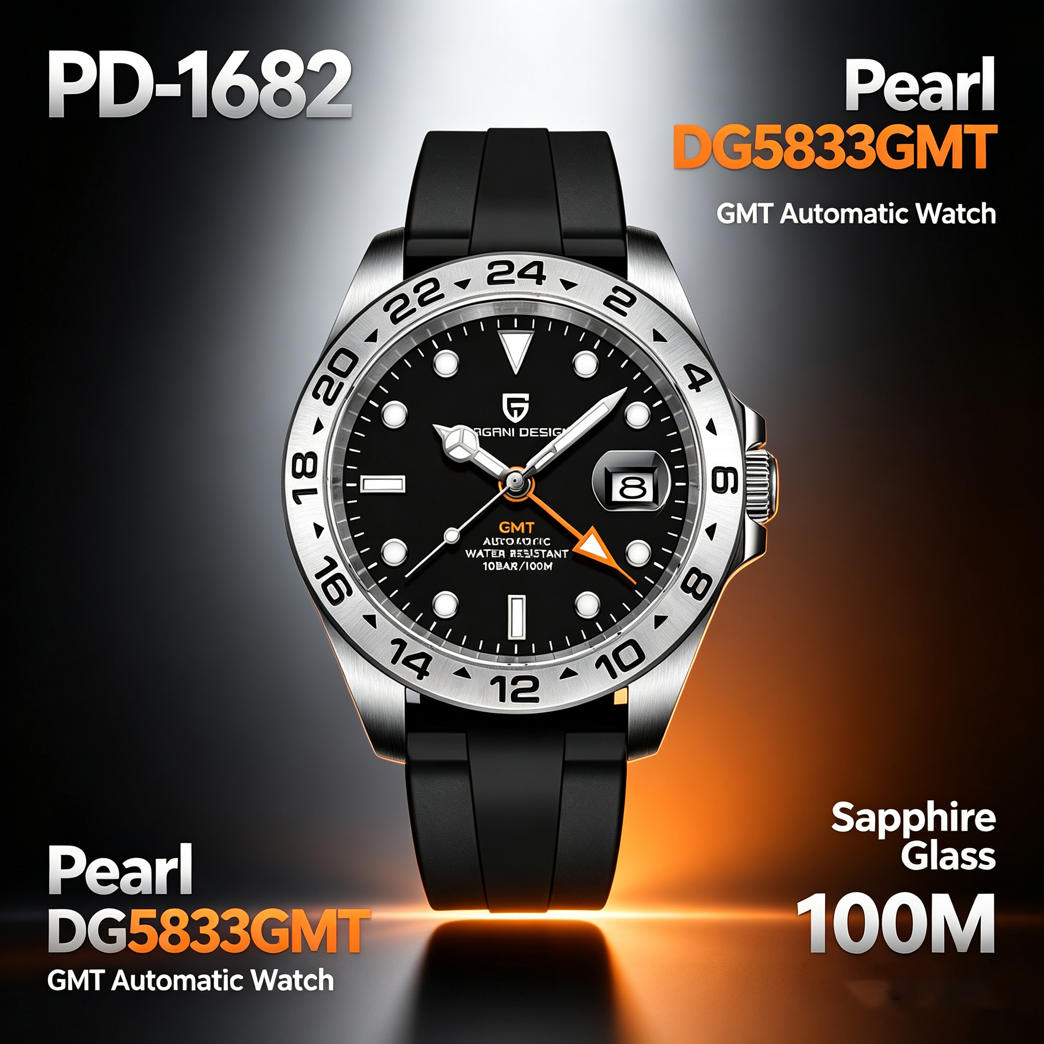 Rubber Strap Diver - PAGANI DESIGN Automatische GMT-Uhr DG5833GMT Uhrwerk