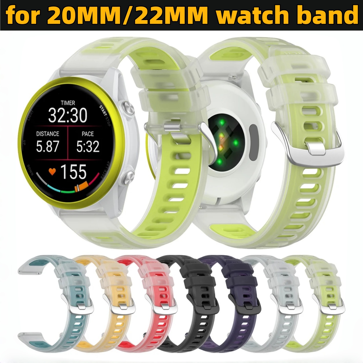 Silicone Watch Band 22Mm - 22 mm 20 mm transparentes zweifarbiges