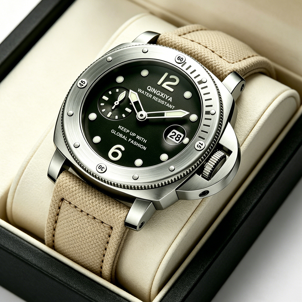 Canvas Strap Watch - QINGXIYA Sportliche Herren-Quarzuhren mit Canvas-Armband, Leuchtende