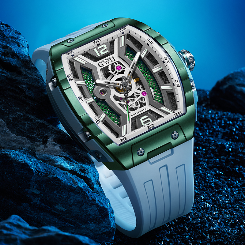 Rubber Strap Diver - BONEST GATTI Deutschland Automatische Skelett-Leuchtuhr Luxus-Herrenuhr