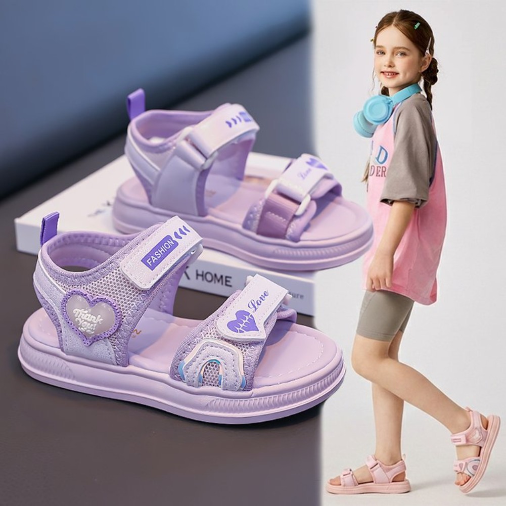 Sport Loop Velcro - Mädchen Herzförmige Prinzessinnen-Sandalen, Frühling/Sommer 2026 Neuer