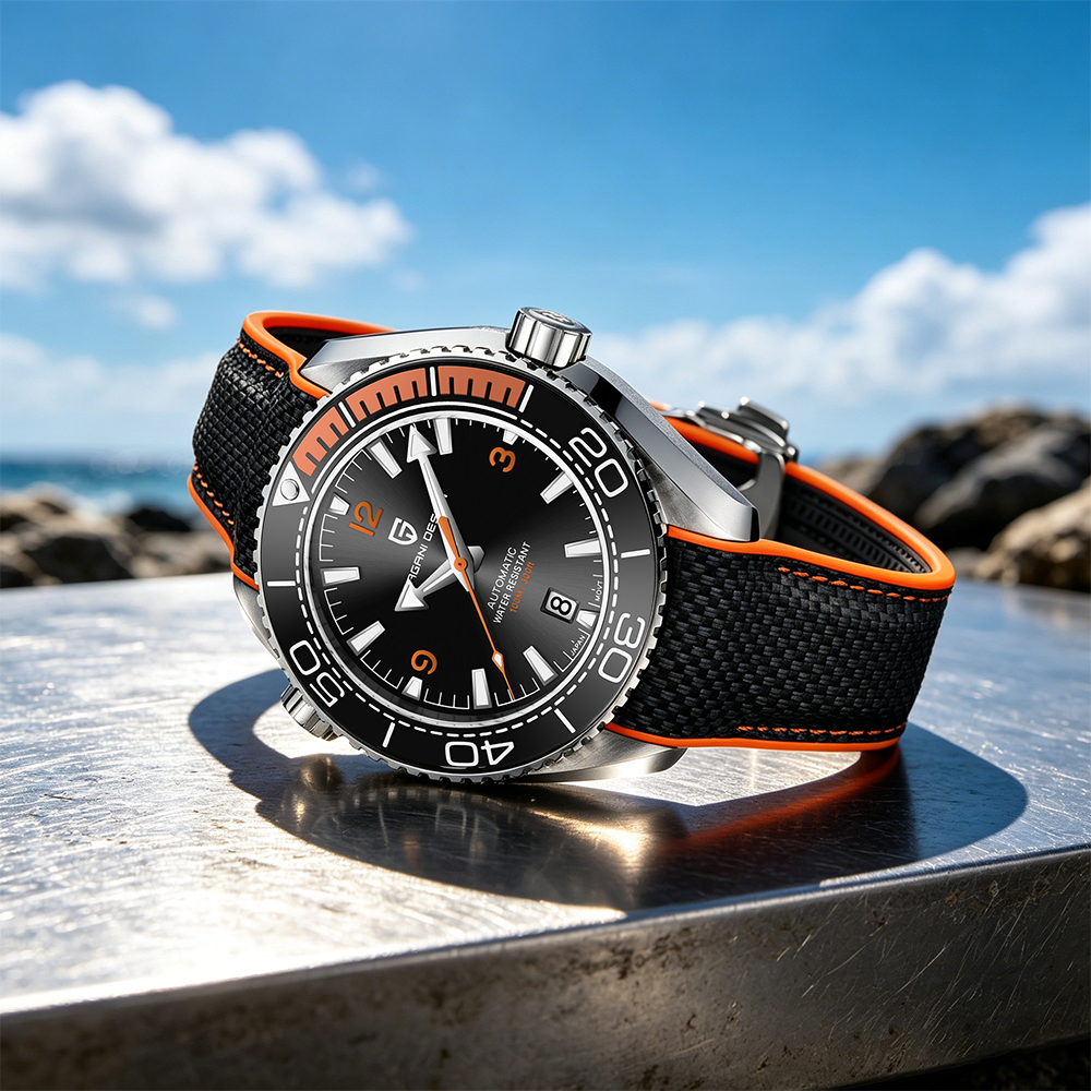 Rubber Strap Diver - PAGANI DESIGN Taucheruhr 100M Wasserdicht Automatische