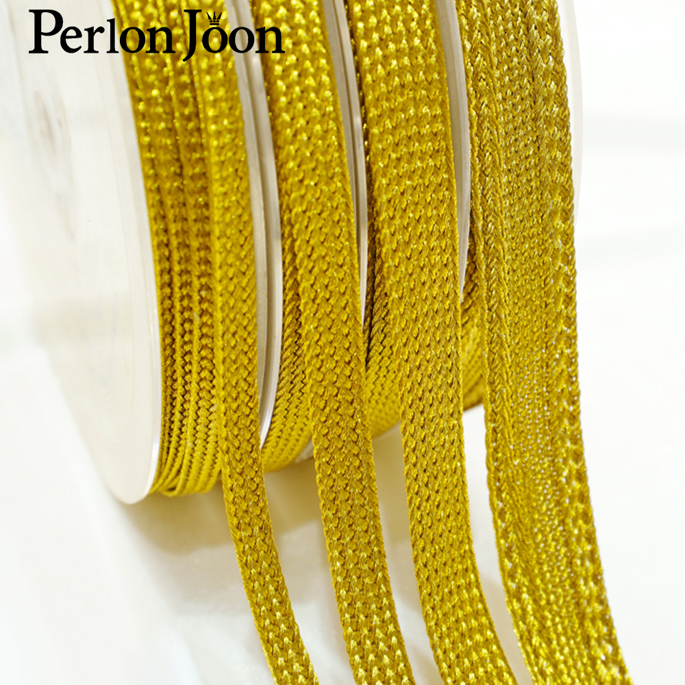 Perlon Strap Woven - 10 Yards Goldfaden-Gurtband, gewebtes Stickereiband für