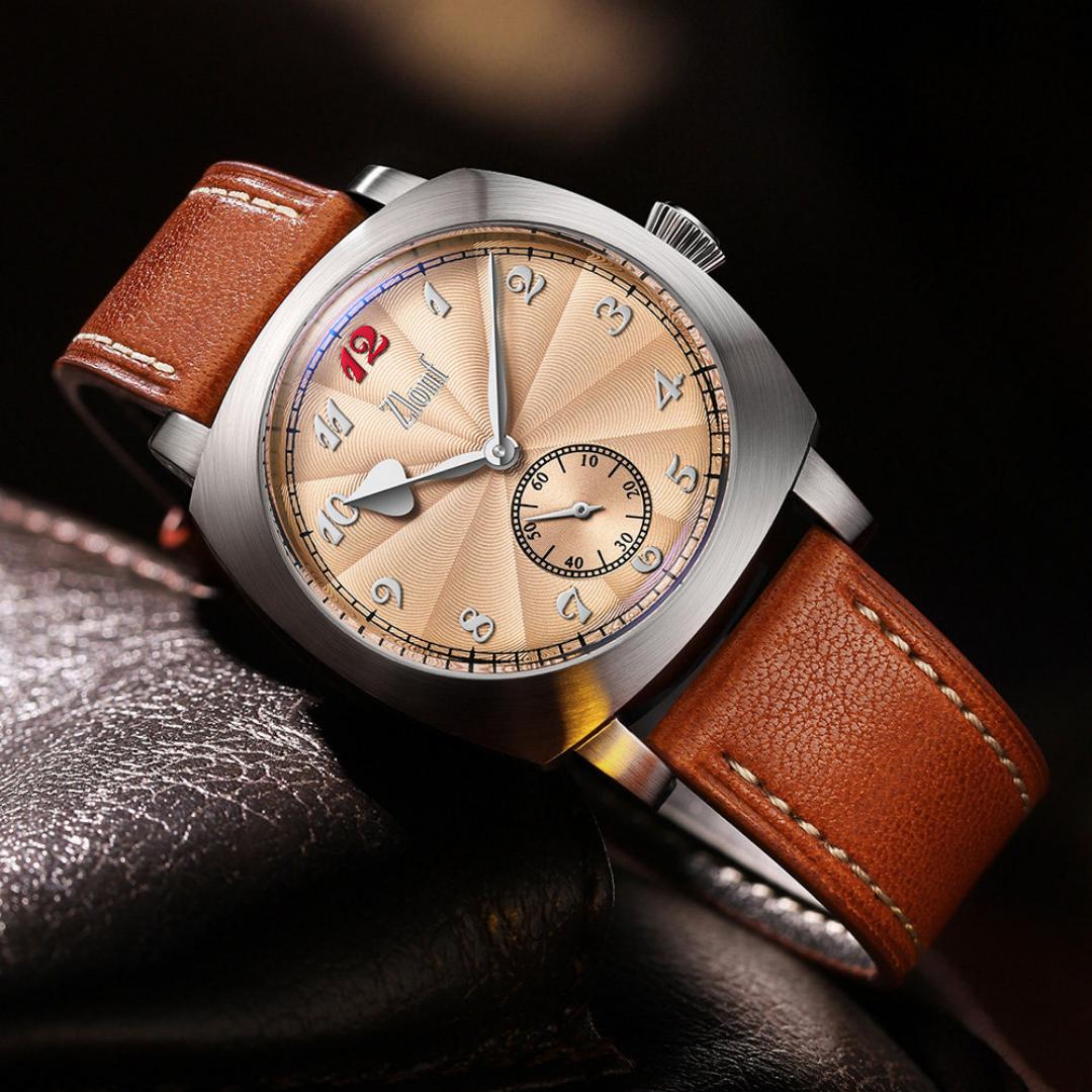 Tropic Strap Vintage - Vintage Herrenuhr, Lachsfarbenes Zifferblatt, ST17 Automatikwerk,
