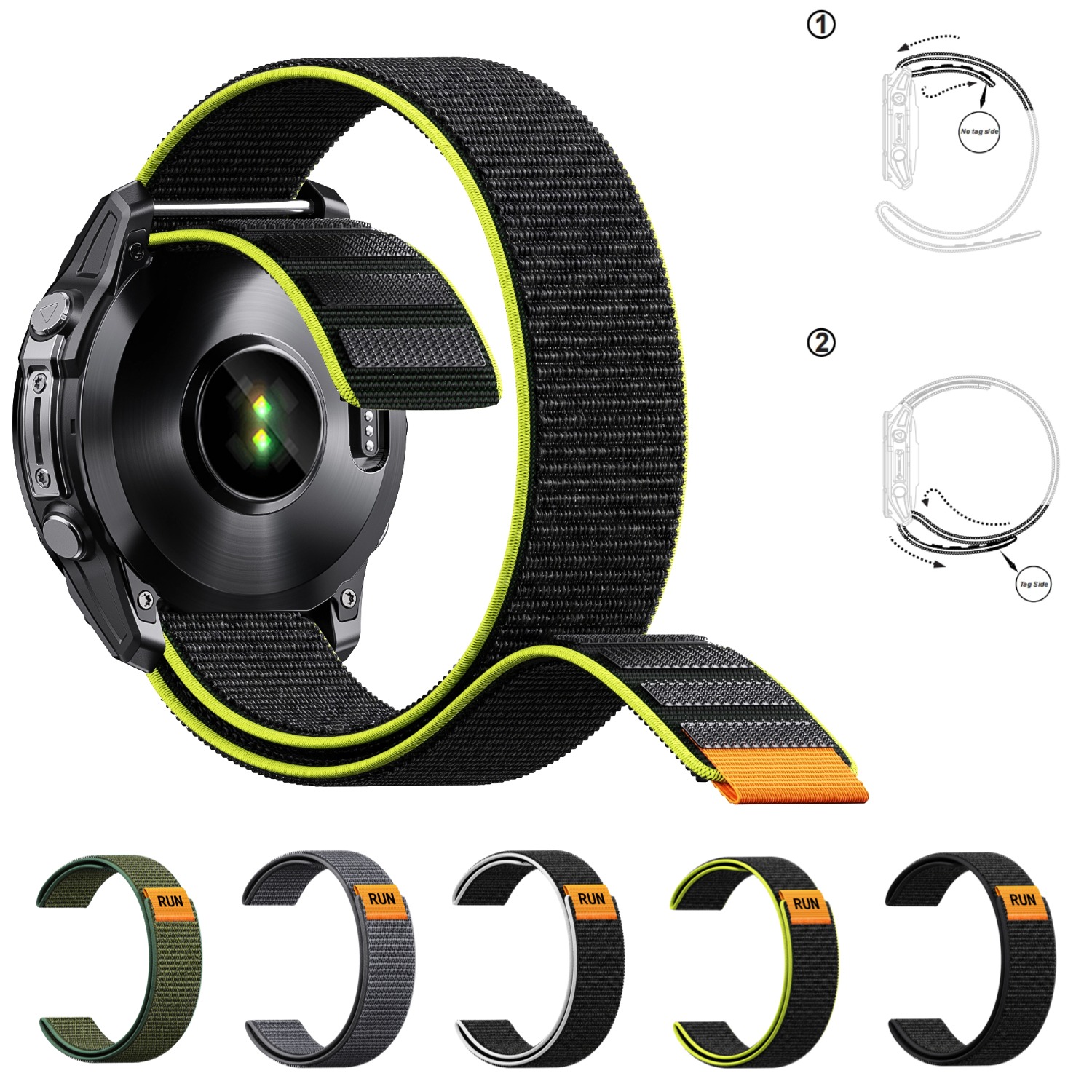Sport Loop Velcro - Ultraleichtes Metallfreies Klettverschluss-Uhrenarmband, 22mm 26mm Schnellwechsel