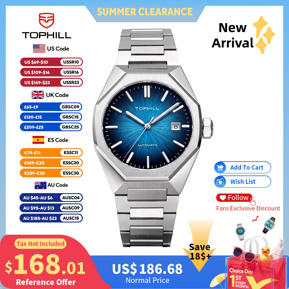 Butterfly Clasp Deployant - TOPHILL 39 mm Miyota 8215 mechanische