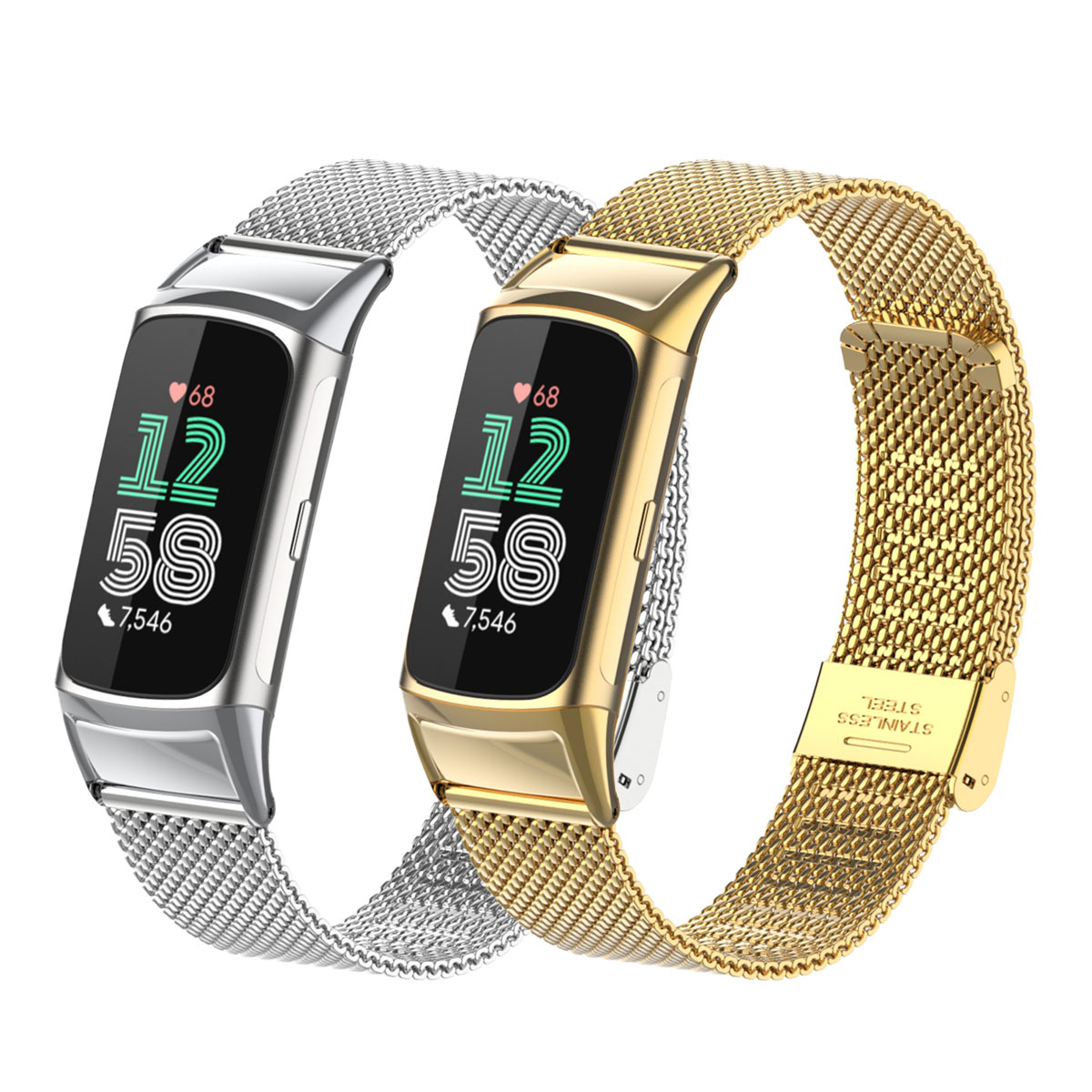 Mesh Strap Metal - Geeignet für Fitbit Charge 5/6 Edelstahl-Mesh-Metallarmband,