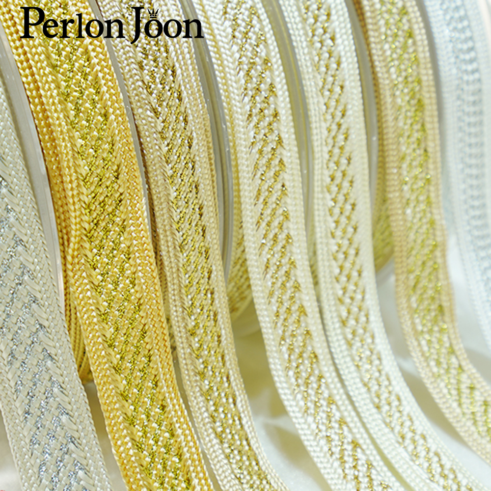 Perlon Strap Woven - 10Yards/Lot Goldfaden Polyester gewebte Kleidung Gurtband