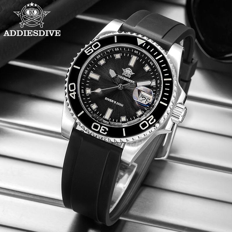 Rubber Strap Diver - ADDIESDIVE 2115 Quarz-Taucheruhren, 200 m wasserdicht,