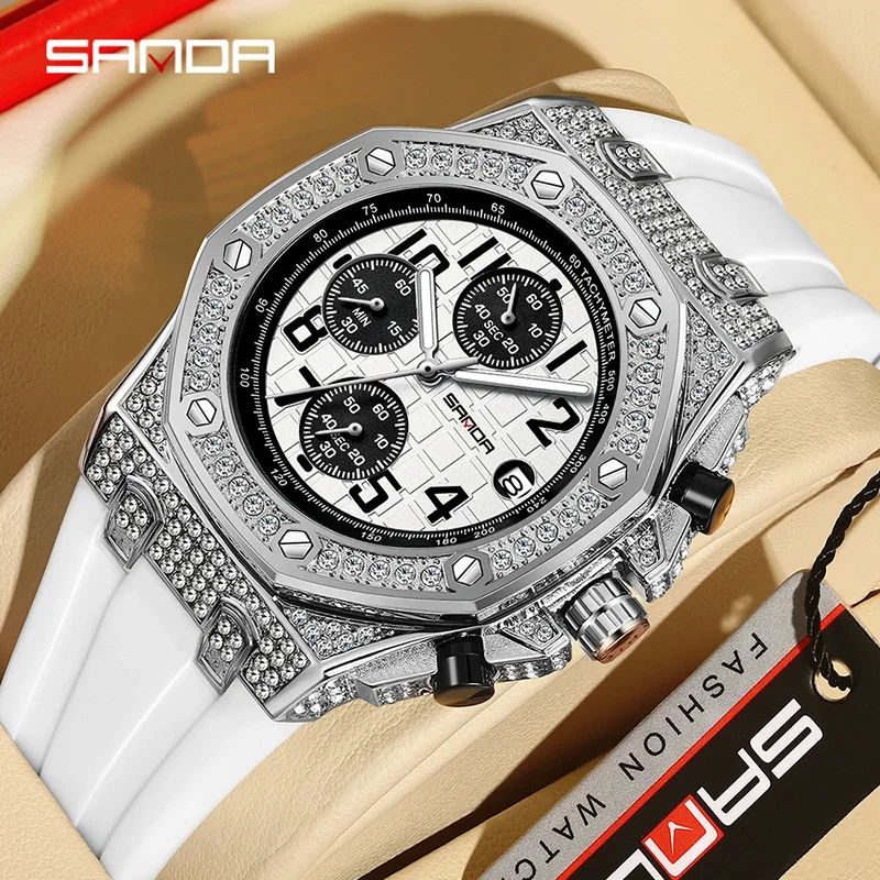 Rubber Strap Diver - SANDA 7026 Herren-Quarzuhr Mode Freizeit Diamant
