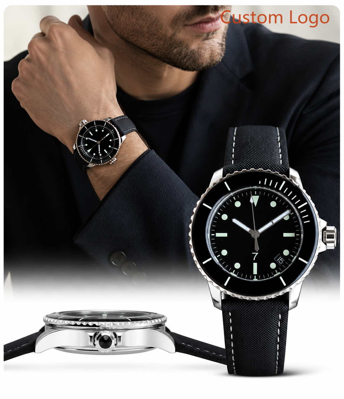 Tropic Strap Vintage - Herren 42mm Vintage Taucheruhr Automatik Schwarz