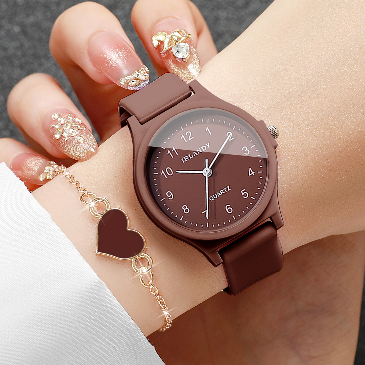 Silicone Band Women - 2 Stück Modische Arabische Zifferblatt-Damenuhr mit