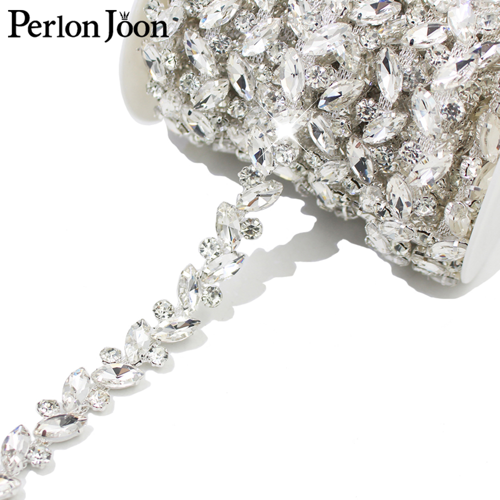Perlon Strap Woven - Blatt Runde Kristall Strass Dekoration Kette