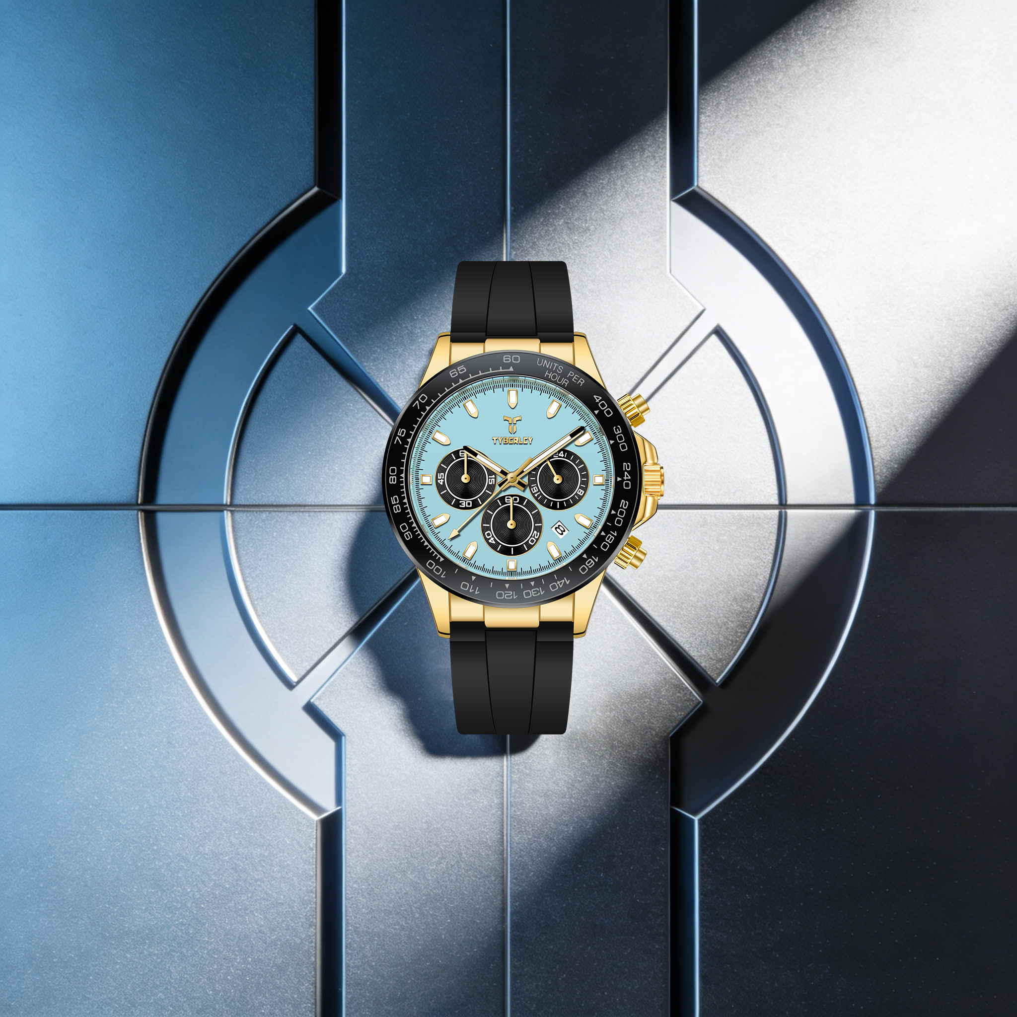Rubber Strap Diver - TYBERLEY Sophisticated Elegance Herren-Quarzuhr, Statussymbol, Hardlex-Gummiarmband,