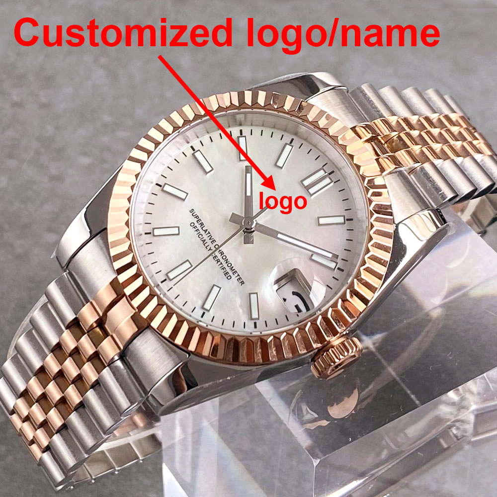 Stainless Bracelet Diver - Maßgefertigte Zweifarbige Roségold-Gehäuse DJ MOP Perlmutt-Zifferblatt
