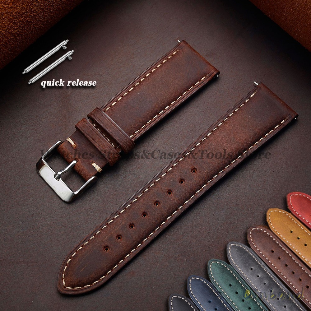 Leather Strap Quick Release - Vintage Rindsleder Uhrenarmband 14mm 16mm 18mm