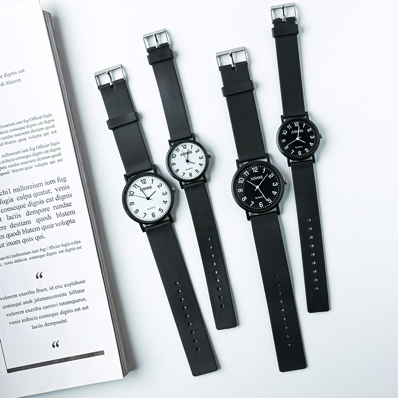 Silicone Band Women - Einfache schwarze Uhr Quarzuhren für Frauen