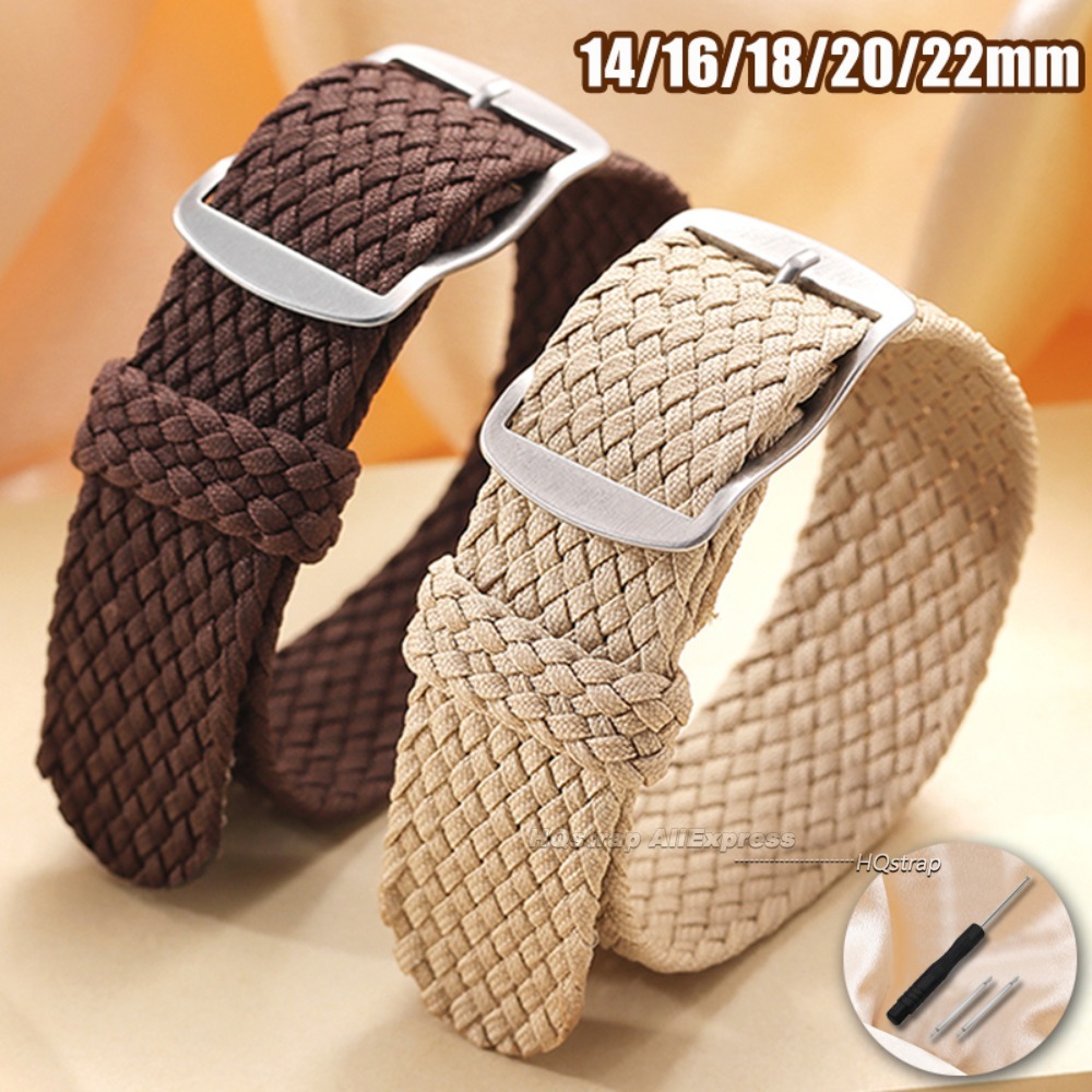 Perlon Strap Woven - Nylon gewebtes Canvas-Uhrenarmband 14 mm 16
