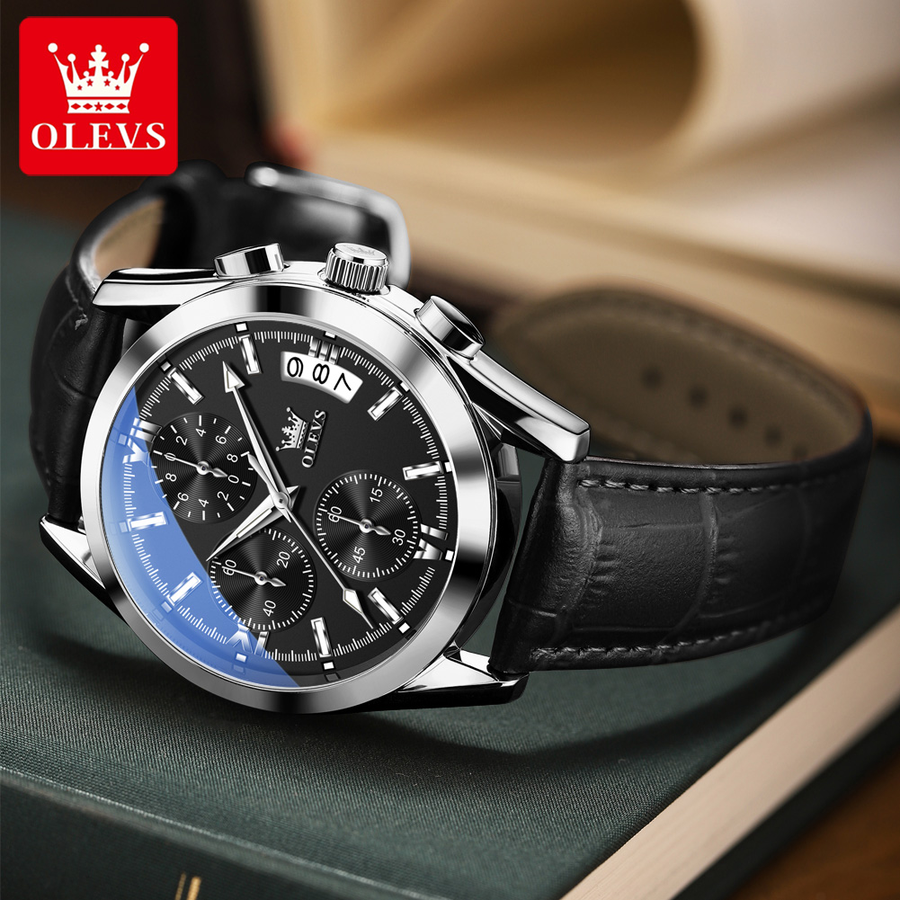 Leather Watch Band Men - OLEVS Top Marke Luxus Männer Uhr