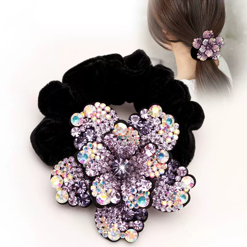 Frauen Strass Scrunchies Samt  – Silicone Band Women Bewertung und Preis