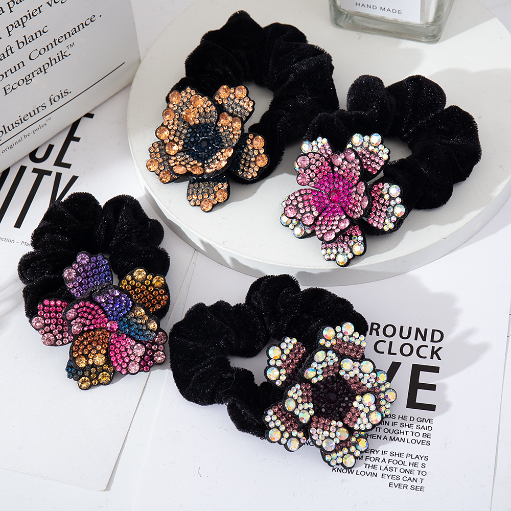 Frauen Strass Scrunchies Samt  – Silicone Band Women Bewertung und Preis
