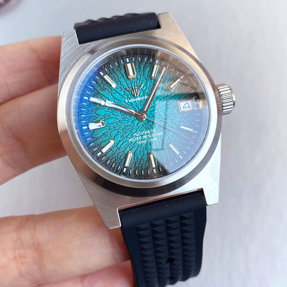 Neue 38mm Mechanische Uhr Männ – Rubber Strap Diver Bewertung und Preis