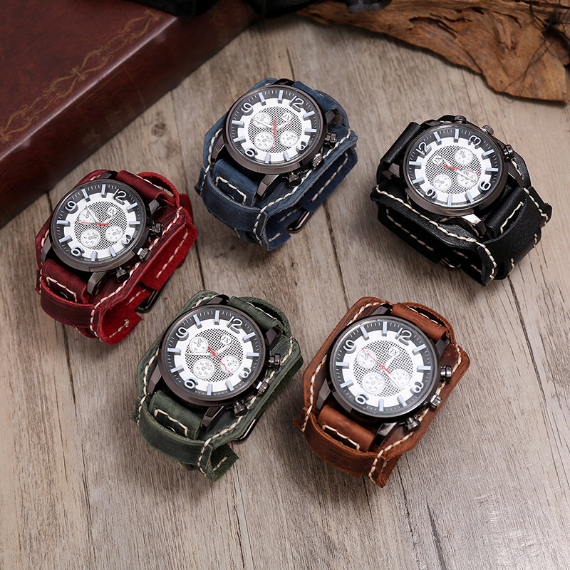 Neue Retro Herrenuhren Echtes  – Leather Watch Band Men Bewertung und Preis