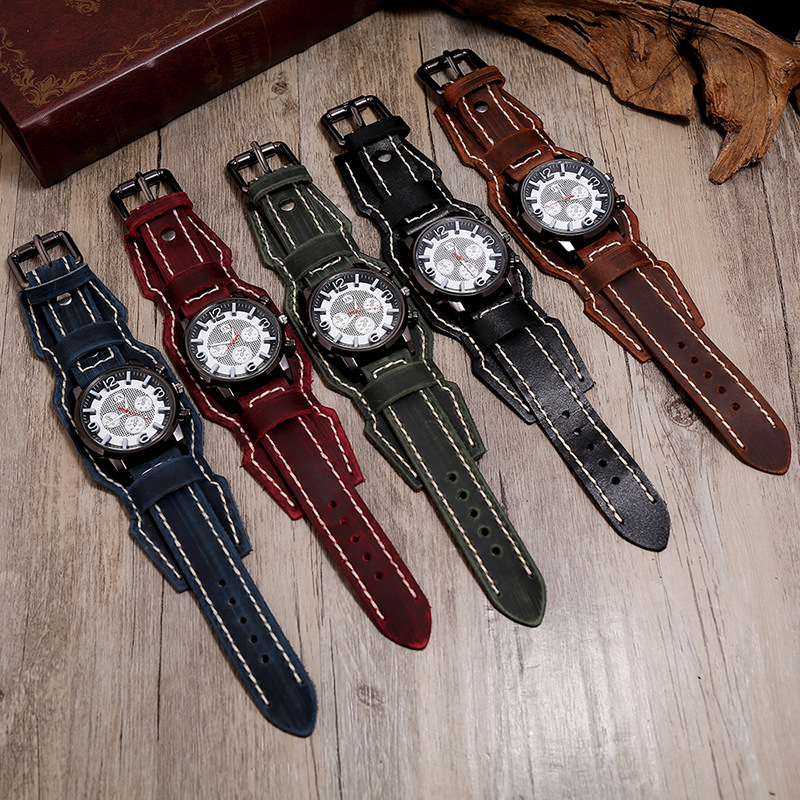 Neue Retro Herrenuhren Echtes  – Leather Watch Band Men Bewertung und Preis