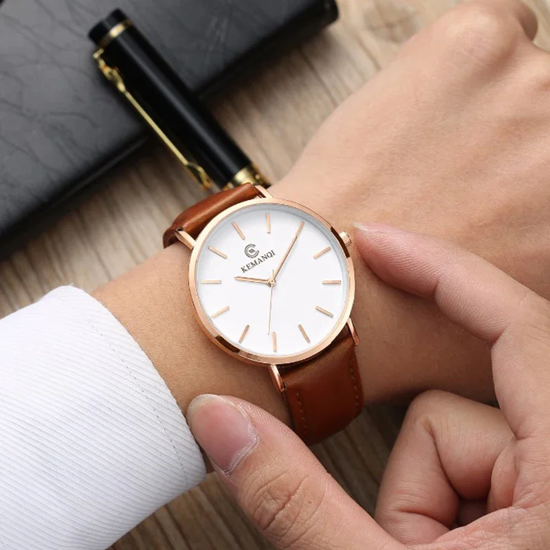 Modische Ultraflache Herren-Qu – Leather Watch Band Men Bewertung und Preis