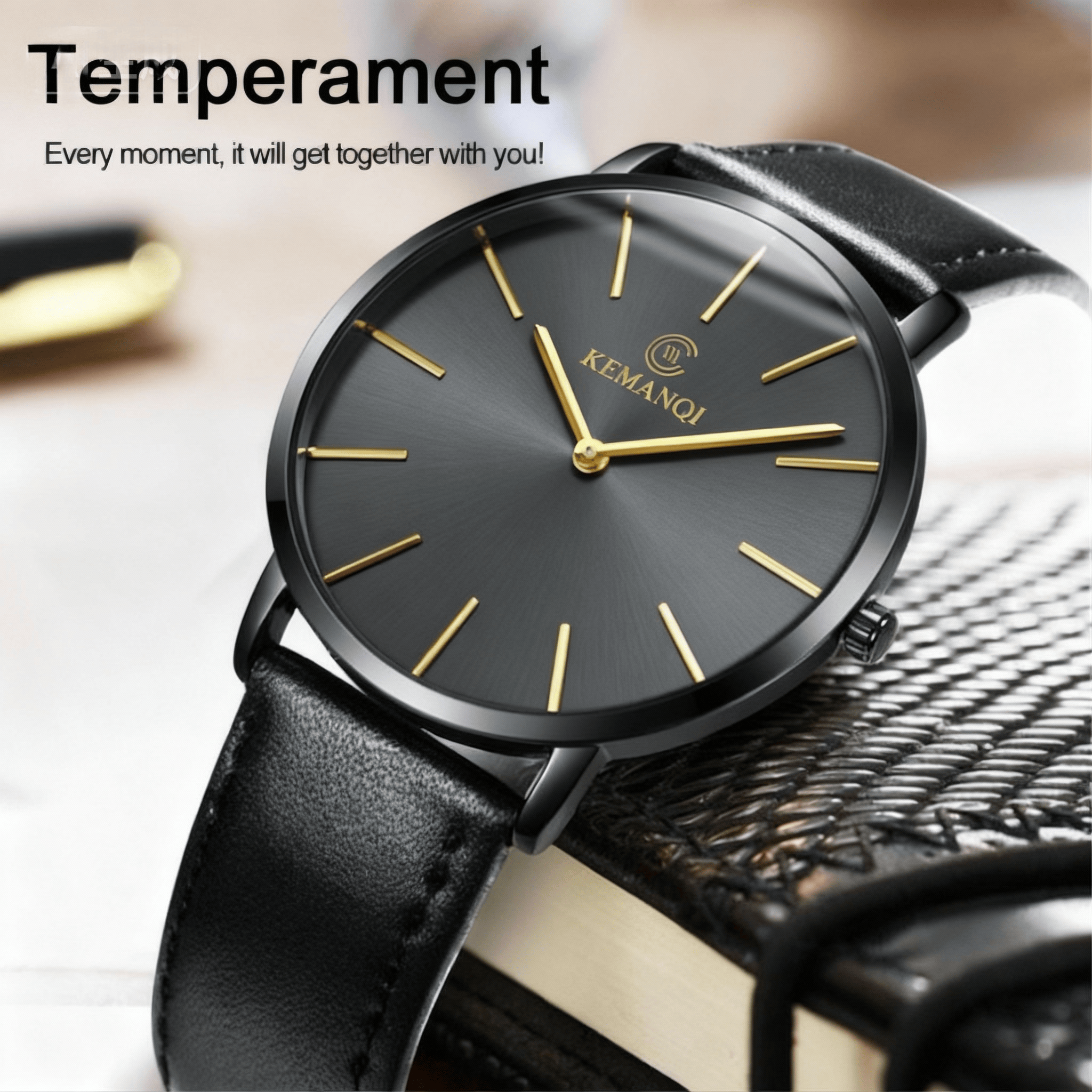Modische Ultraflache Herren-Qu – Leather Watch Band Men Bewertung und Preis