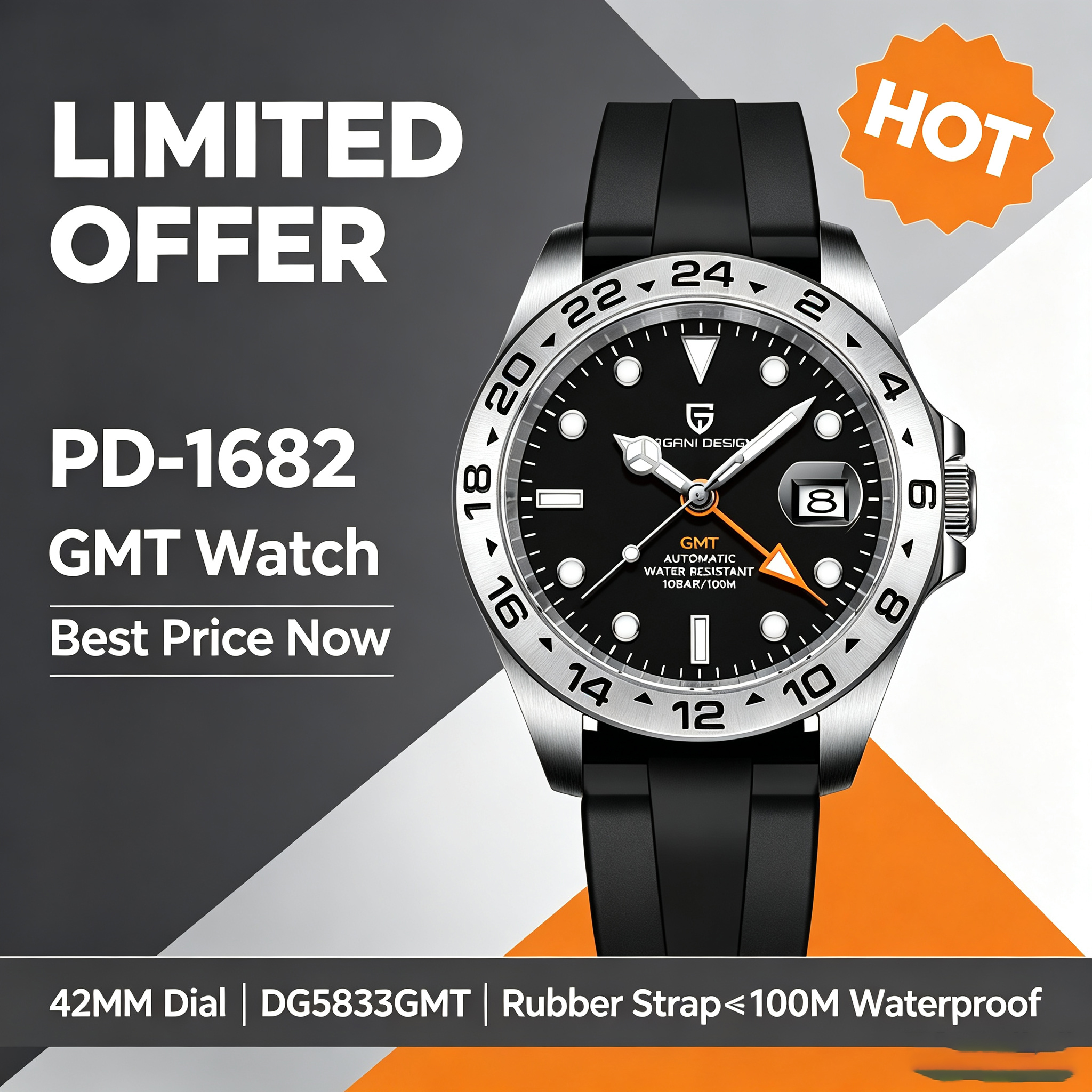 PAGANI DESIGN Automatische GMT – Rubber Strap Diver Bewertung und Preis