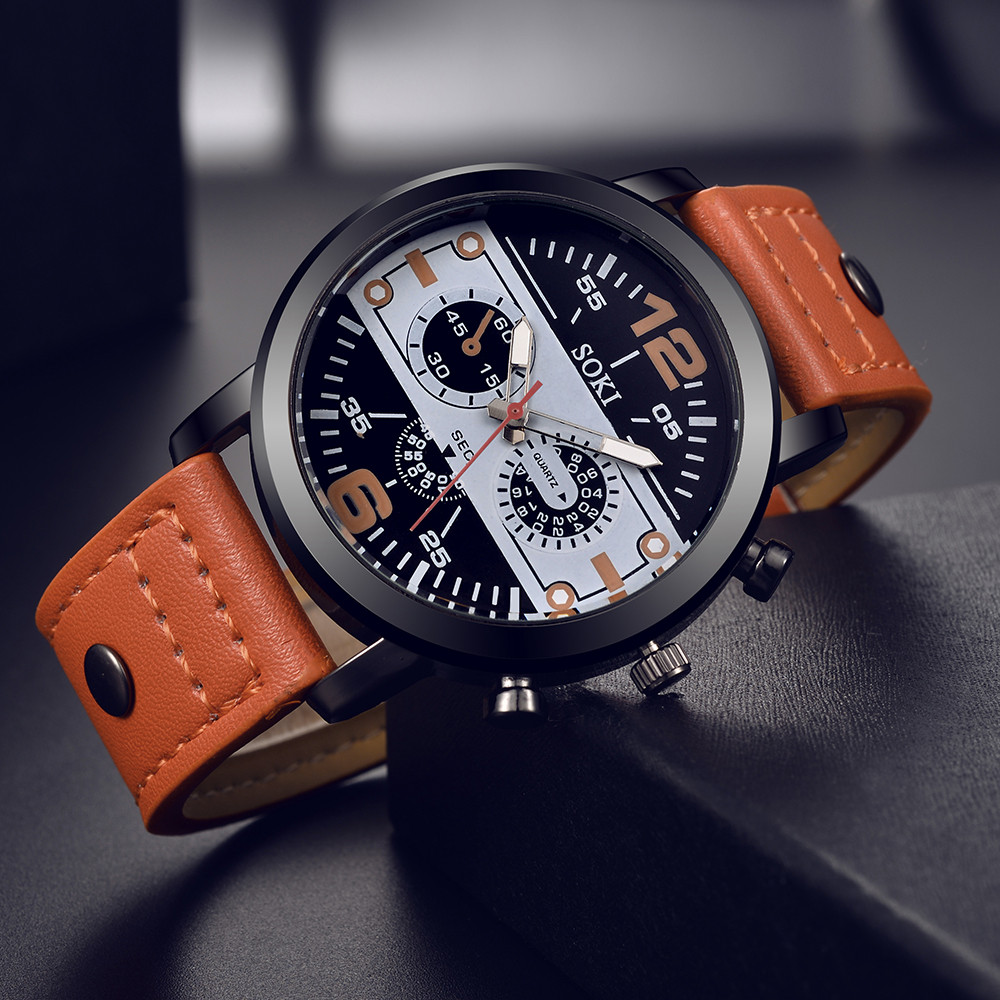 Schlanke Herrenuhr, schicke Qu – Leather Watch Band Men Bewertung und Preis