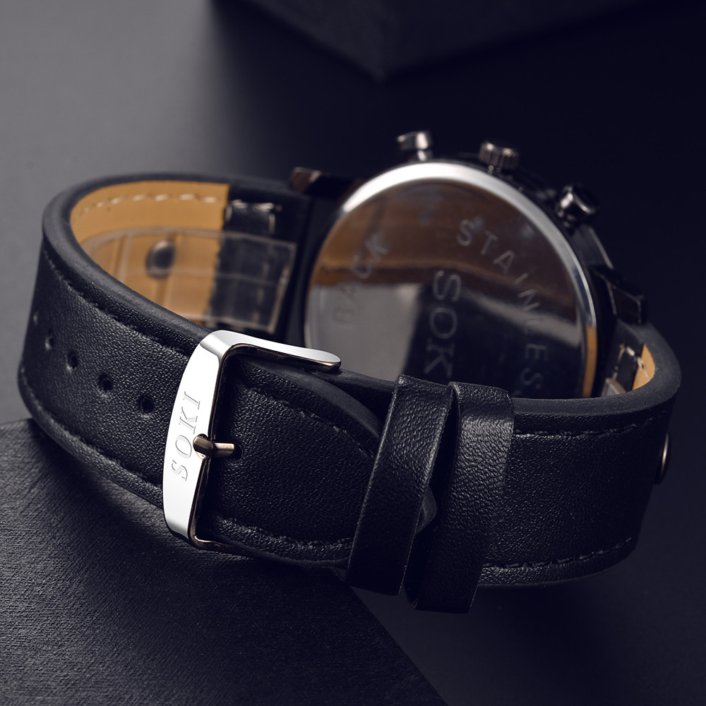 Schlanke Herrenuhr, schicke Qu – Leather Watch Band Men Bewertung und Preis