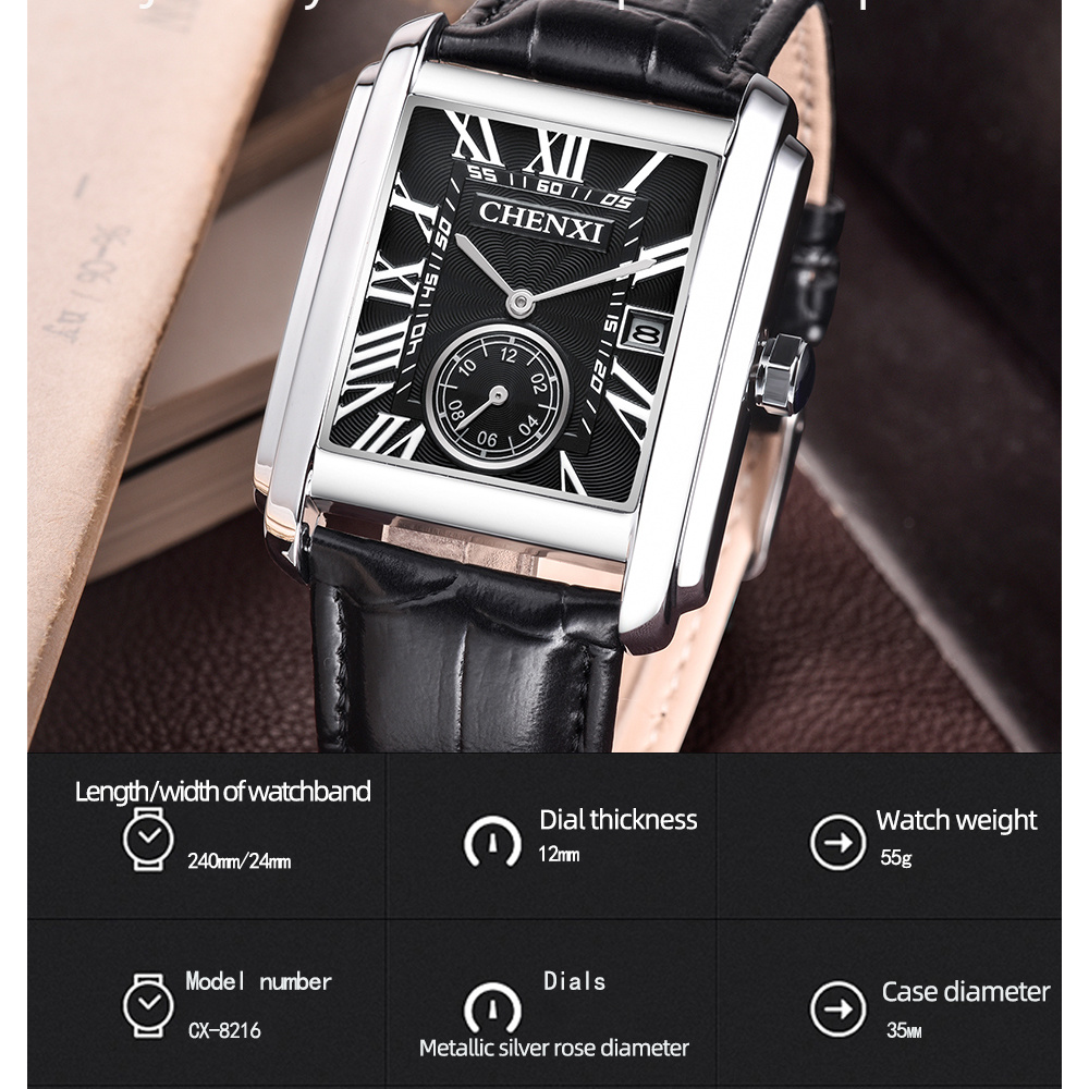 CHENXI 8216 Mode Klassische Qu – Leather Watch Band Men Bewertung und Preis