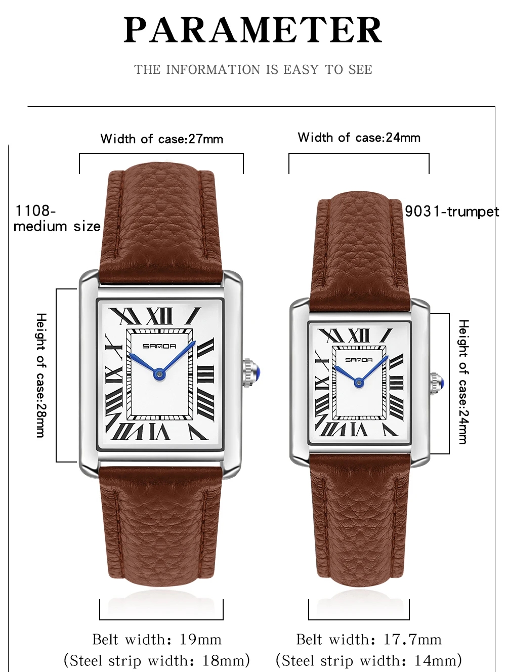 Sanda rechteckige Armbanduhren – Leather Watch Band Men Bewertung und Preis
