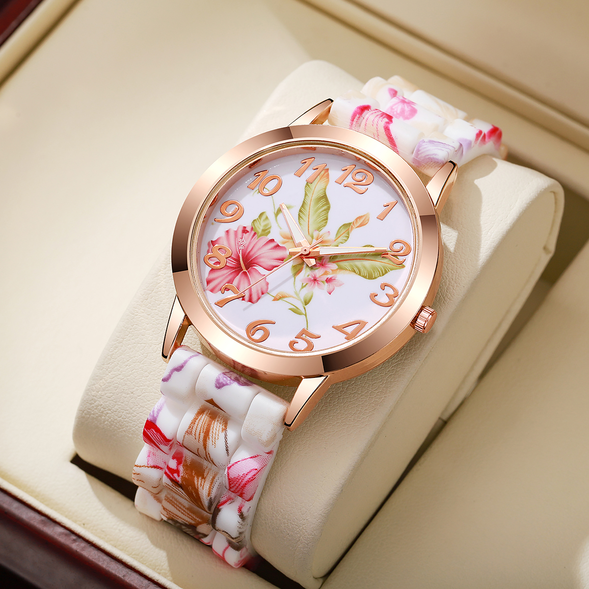 Modische Damenuhren mit Blumen – Silicone Band Women Bewertung und Preis