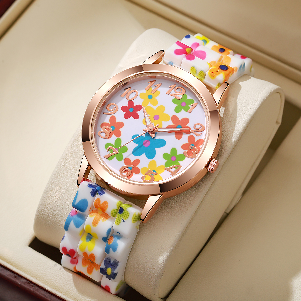 Modische Damenuhren mit Blumen – Silicone Band Women Bewertung und Preis
