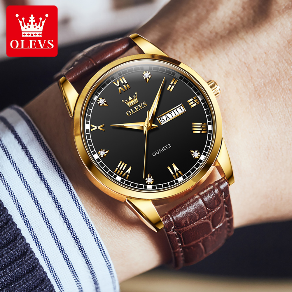 OLEVS 6896 Top-Marke Herren-Qu – Leather Watch Band Men Bewertung und Preis