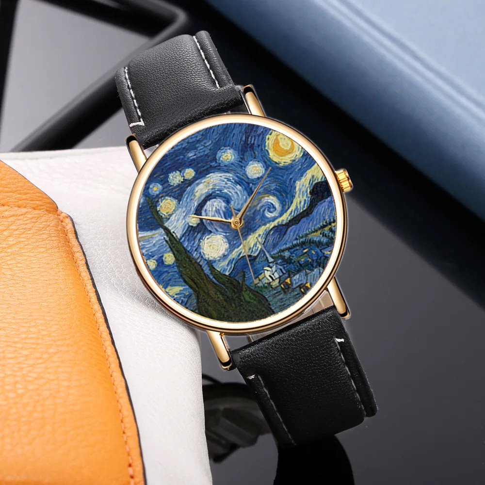 Van Gogh Malerei Zifferblatt-U – Leather Watch Band Men Bewertung und Preis