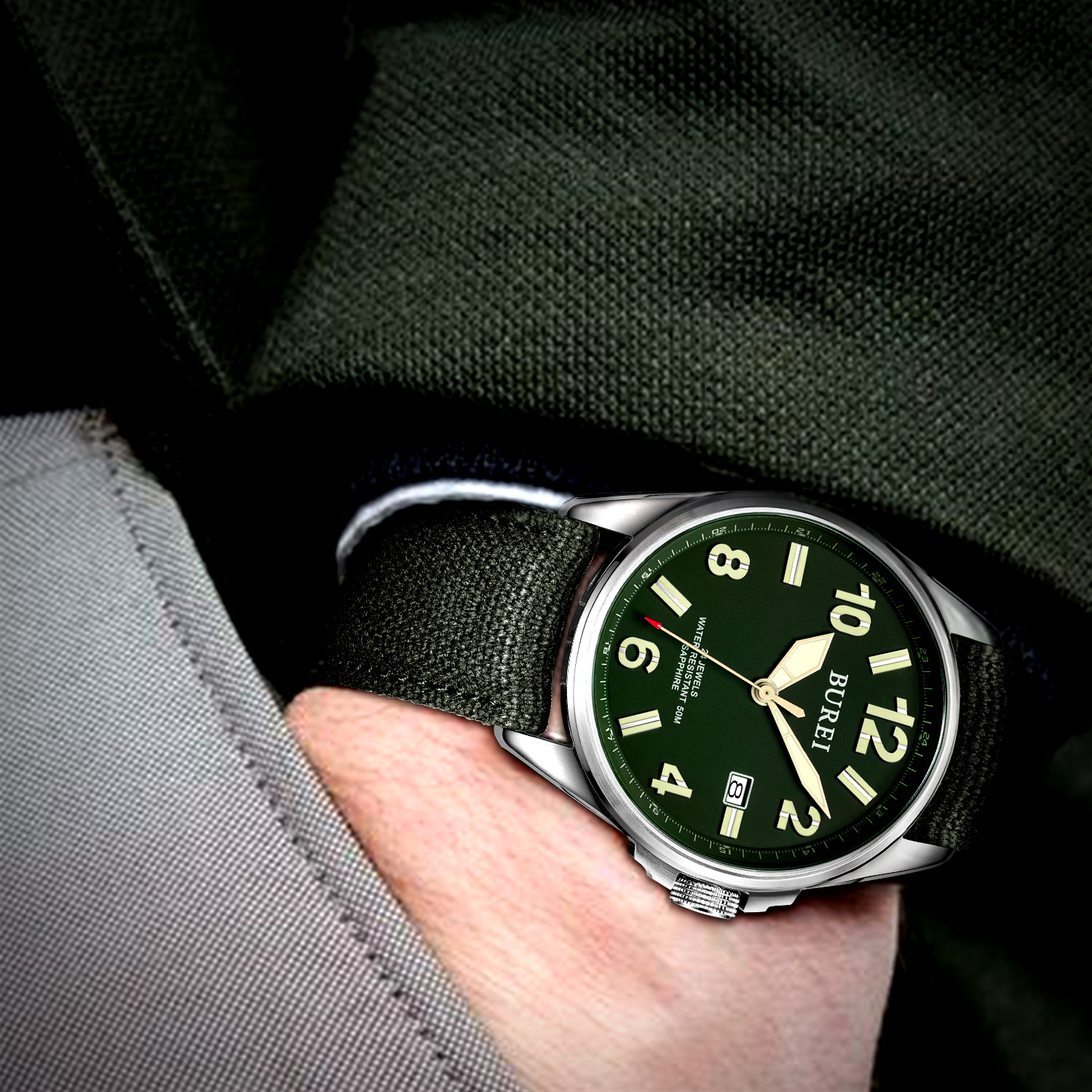 NH35 BUREI Luxus Marke Männer  – Canvas Strap Watch Bewertung und Preis