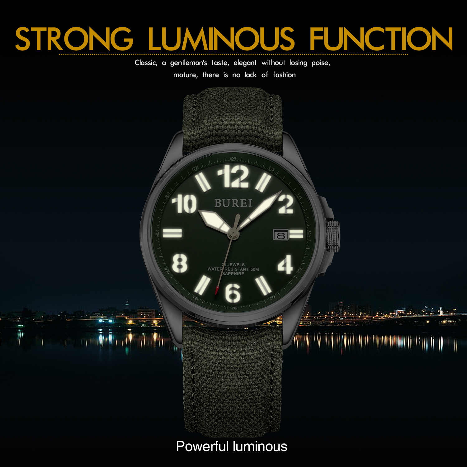 NH35 BUREI Luxus Marke Männer  – Canvas Strap Watch Bewertung und Preis